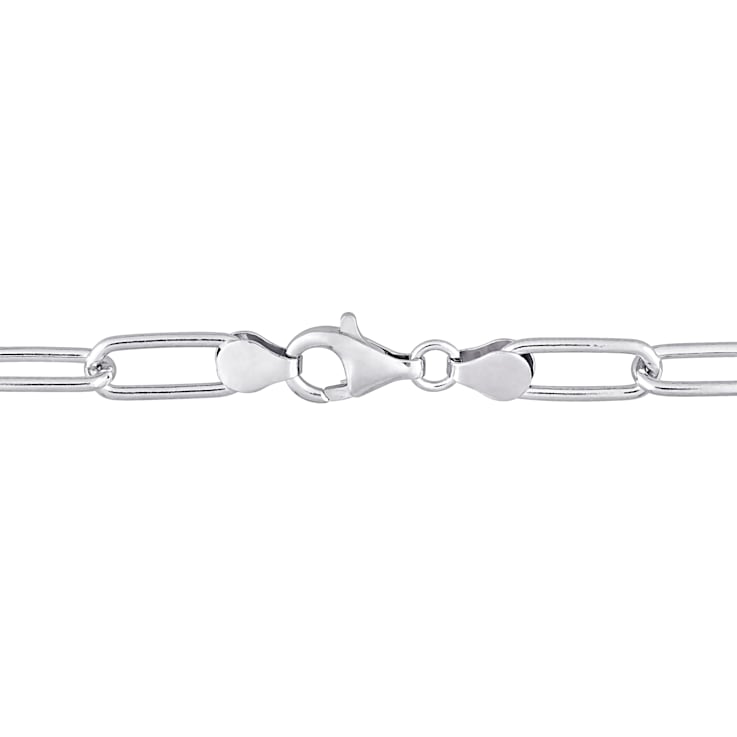 6MM Polished Paperclip Chain Necklace in Sterling Silver