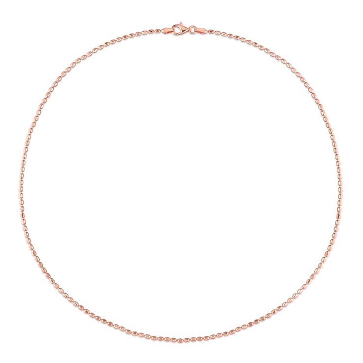 Oval Ball Chain Necklace in Rose Plated Sterling Silver