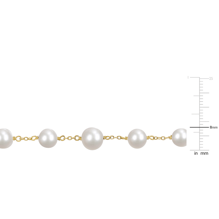 6.5-8.5 MM Freshwater Cultured Pearl Tin Cup Necklace in 18K Yellow Gold
Over Sterling Silver