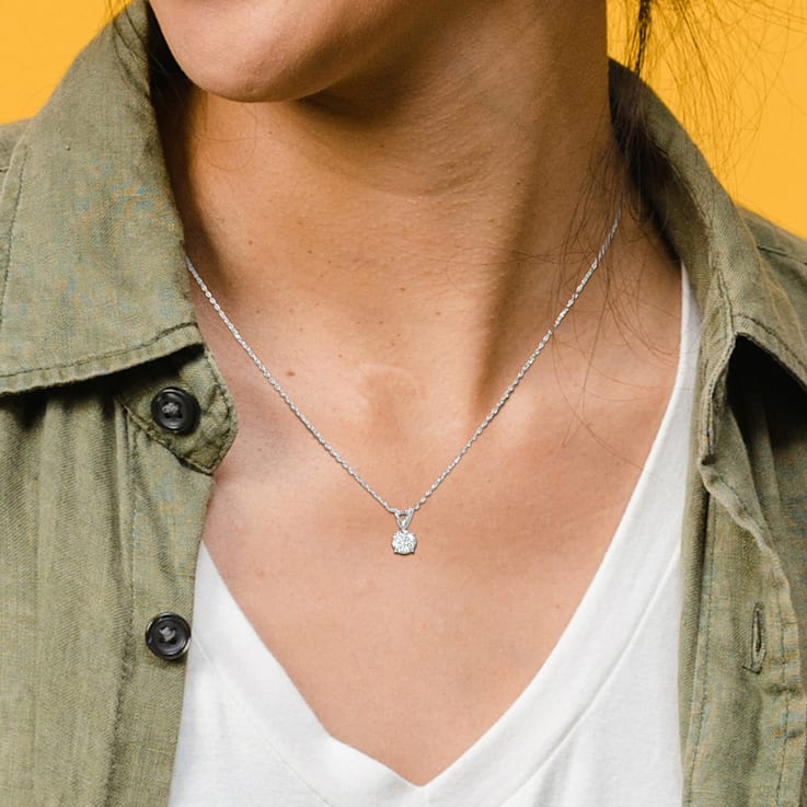 1.0ctw Lab-Grown Diamond Solitaire Pendant with Chain in Platinum (IGI Certified)