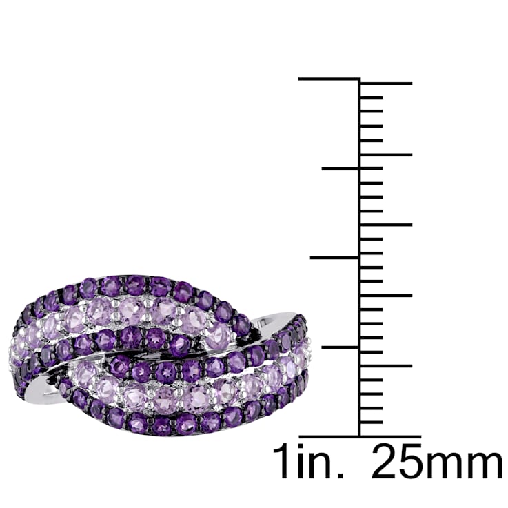 1 1/2 CT TGW Amethyst and Rose de France in Sterling Silver with Black Rhodium