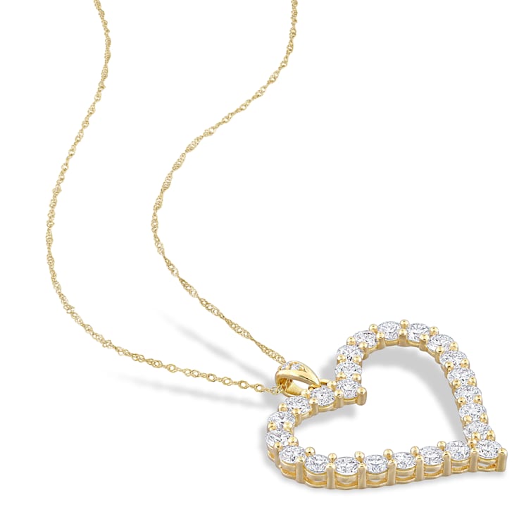 2 2/5 CT DEW Created Moissanite Heart Pendant with Chain in Yellow
Plated Sterling Silver