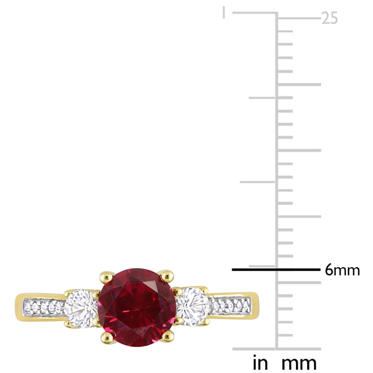 1 1/3 CT TGW Created Ruby, Created White Sapphire & Diamond