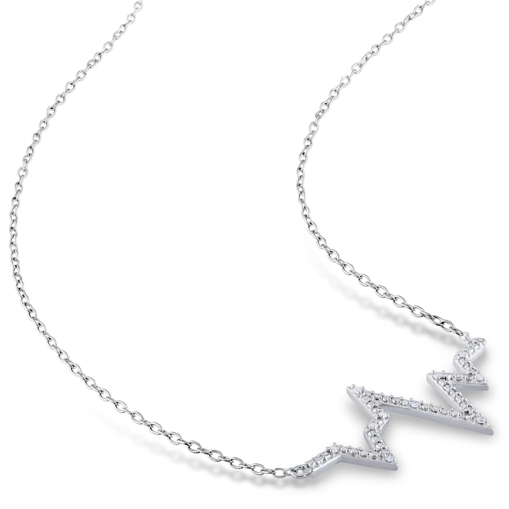Diamond Heartbeat Necklace in Sterling Silver