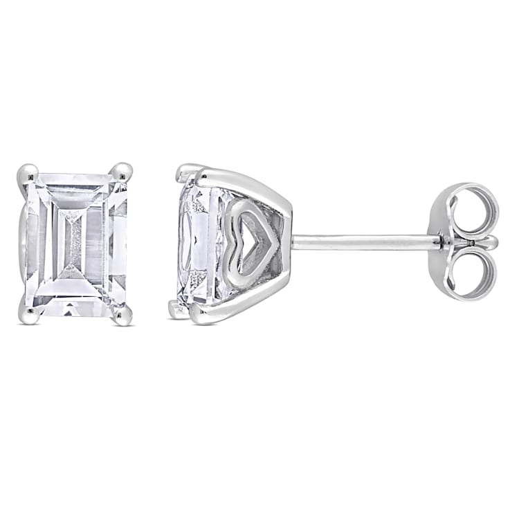 2 1/2 CT TGW Octagon White Topaz Stud Earrings in Sterling Silver