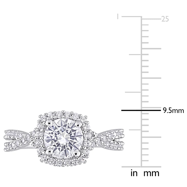 2 1/8 CT TGW Created White Sapphire Halo Ring in Sterling Silver