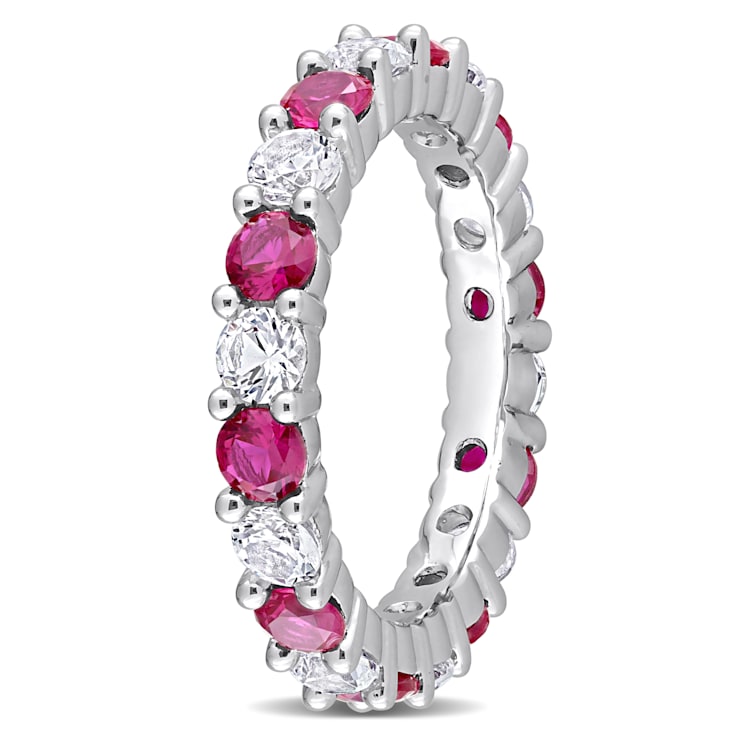3 3/4 CT TGW Created Ruby and Created White Sapphire Full Eternity Ring
in Sterling Silver