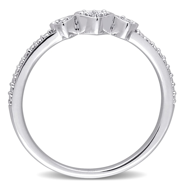 0.05 CT TW Diamond Accent 3-Heart Eternity Ring in Sterling Silver