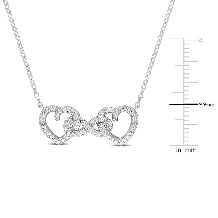 Diamond Accent Double Heart Infinity Pendant with Chain in Sterling Silver