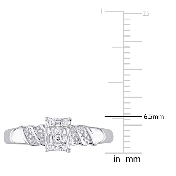 1/10 CT TW Diamond Engagement Ring in Sterling Silver
