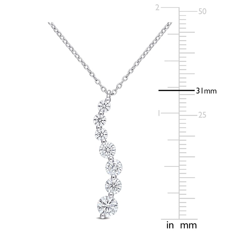 1 1/2 CT DEW Created Moissanite Journey Pendant with Chain in Sterling Silver