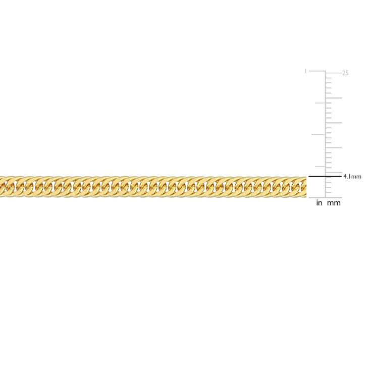 4MM Double Curb Link Chain Necklace in Yellow Plated Sterling Silver