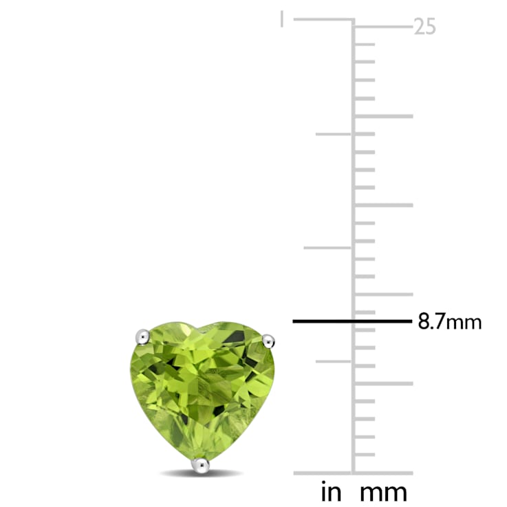 3 1/3 CT TGW Heart Peridot Stud Earrings in Sterling Silver