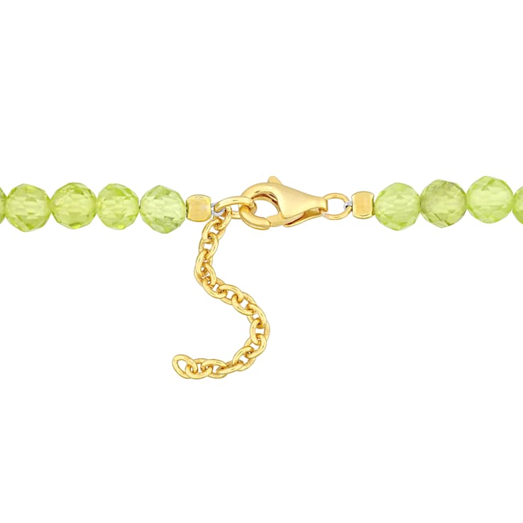 4 3/4 CT TGW Peridot Beaded Bracelet in Yellow Plated Sterling Silver