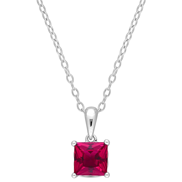 1 1/2 CT TGW Created Ruby Pendant with Chain in Sterling Silver