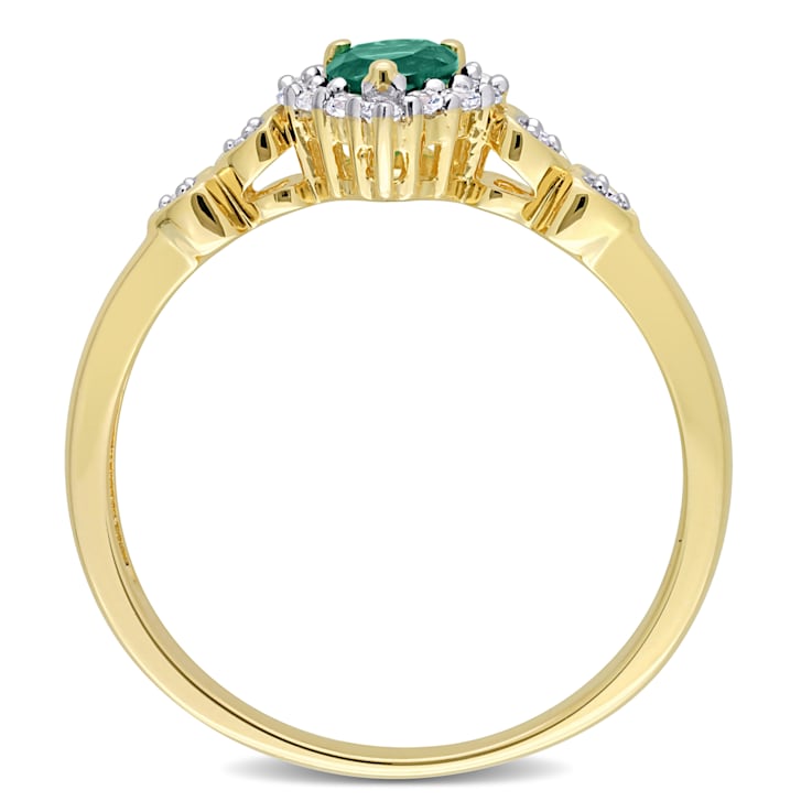 1/3 CTW Created Emerald and Created White Sapphire with Diamond in
Yellow Plated Sterling Silver