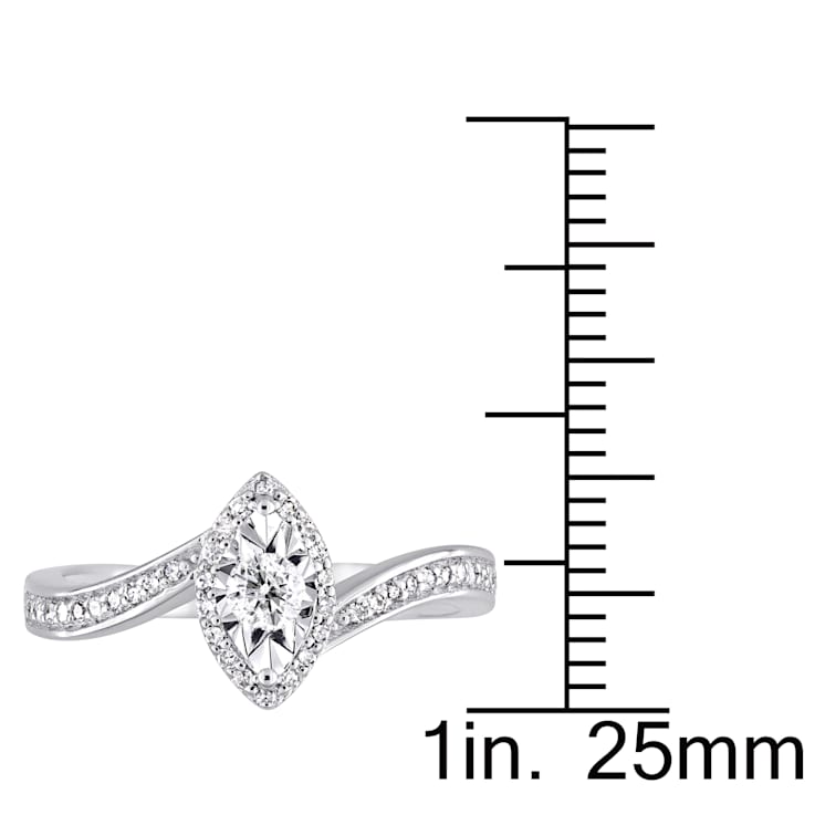 1/4 CT TW Diamond Halo Twist Ring in Sterling Silver