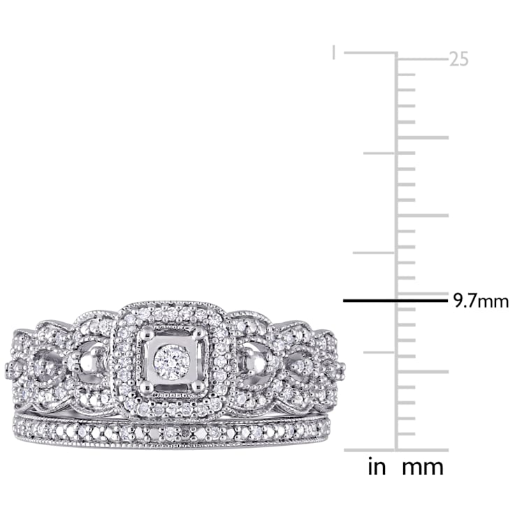 1/3 CT TW Diamond Vintage Bridal Set in Sterling Silver