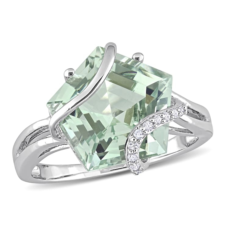 6 1/2 CTW Green Quartz and Diamond Accent Swirl Ring in