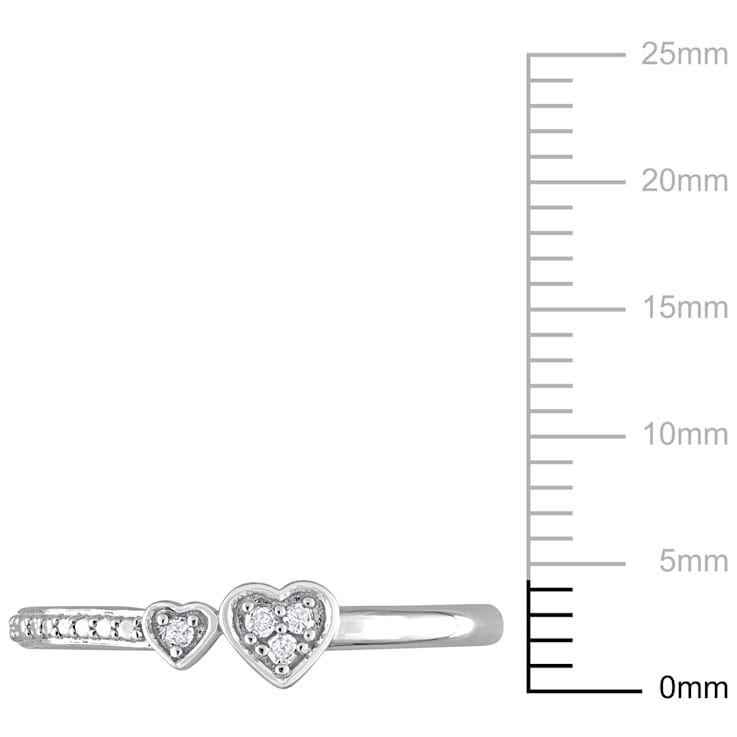 Diamond Accent Double Heart Promise Ring in Sterling Silver