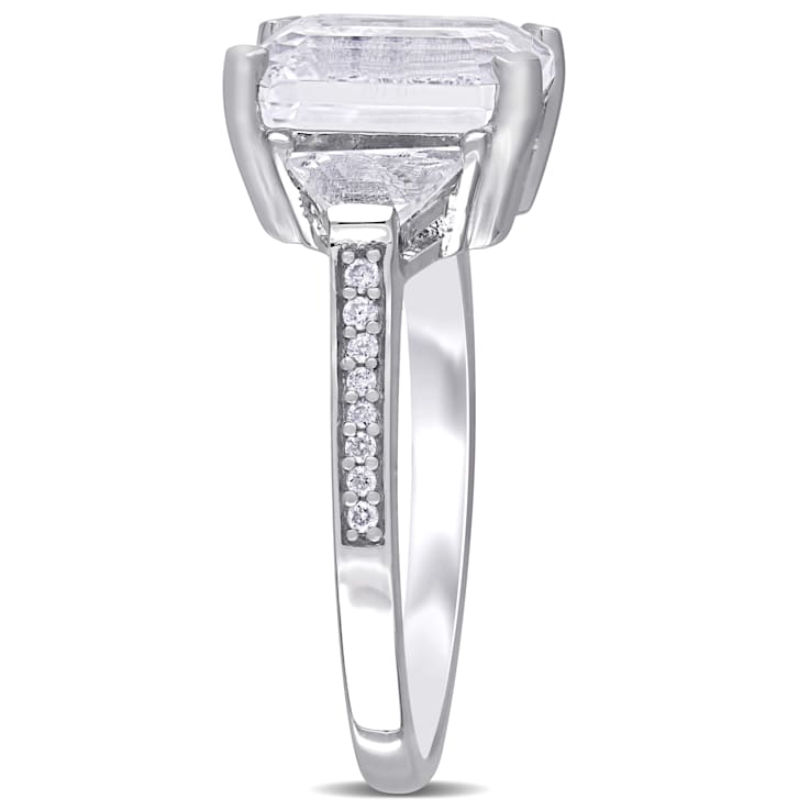 5 1/5 CTW White Topaz and Diamond Accent Ring in Sterling Silver