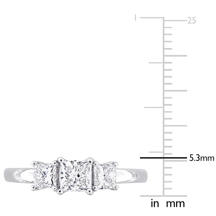 1 CT TW Lab-Grown Diamond 3-Stone Ring in 14K White Gold