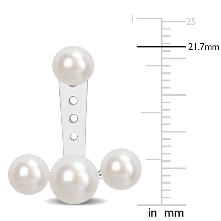5-6.5MM Freshwater Cultured Pearl Dangle Earrings in 10K White Gold