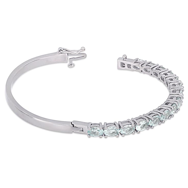 6 1/3 CT TGW Aquamarine Bangle in Sterling Silver