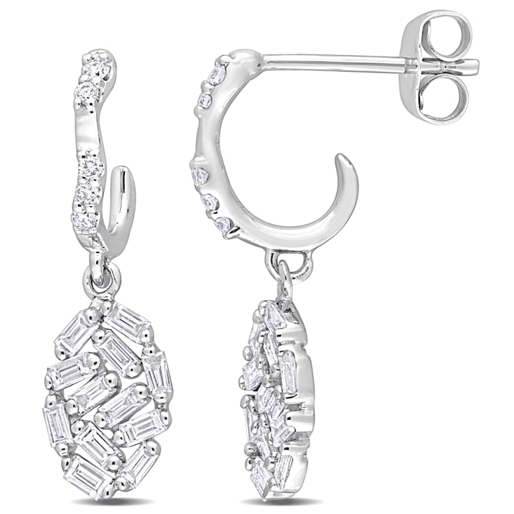 3/5 CT TW Diamond Dangling Earrings in 14K White Gold