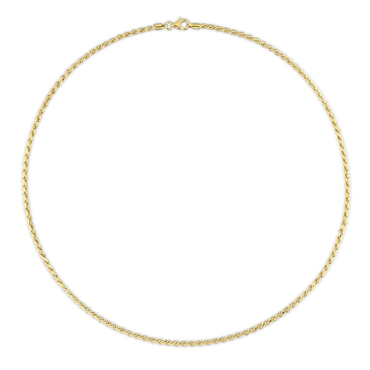 2.2MM Rope Chain Necklace in Yellow Plated Sterling Silver