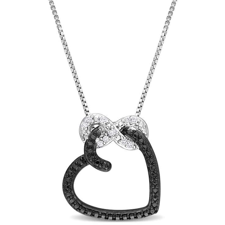 Diamond Accent Infinity Heart Pendant with Chain in Sterling Silver with
Black Rhodium Plating