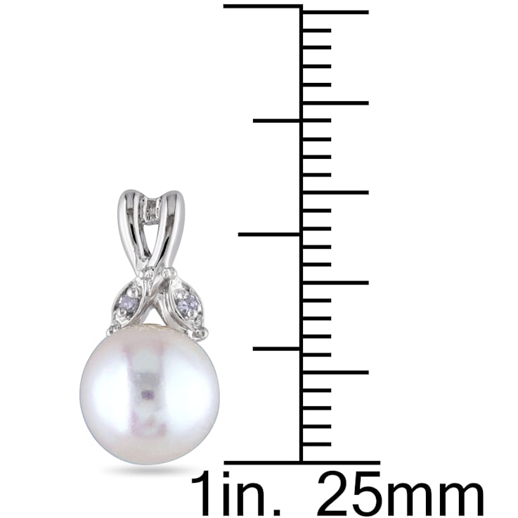 7.5-8MM Freshwater Cultured Pearl and Diamond Accent Twist Earrings in
10K White Gold