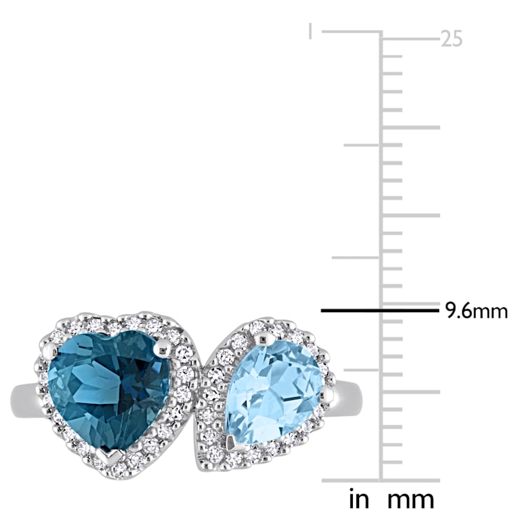 2 1/5 CT TGW London Blue Topaz, Sky Blue Topaz with 1/5 CT TW Diamond
Ring in 14K White Gold