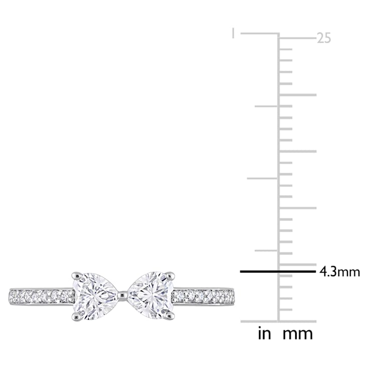 3/5 CT DEW Created Moissanite Duo Heart Ring in Sterling Silver