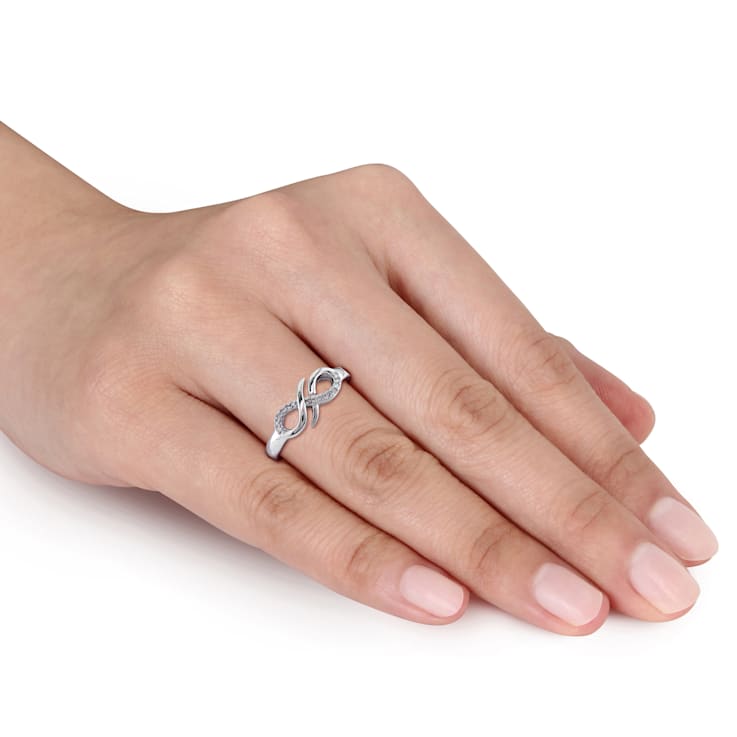Diamond Infinity Ring in Sterling Silver