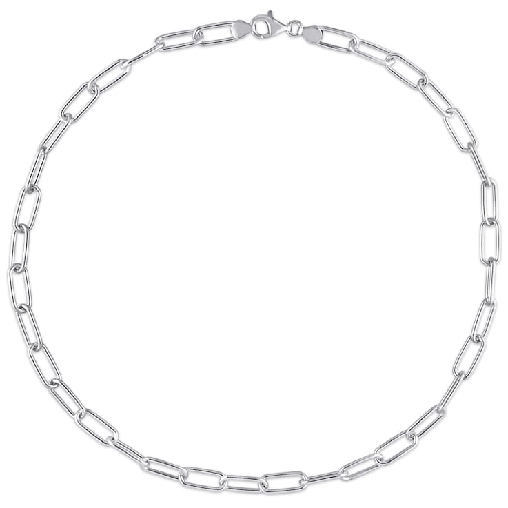 6MM Polished Paperclip Chain Necklace in Sterling Silver