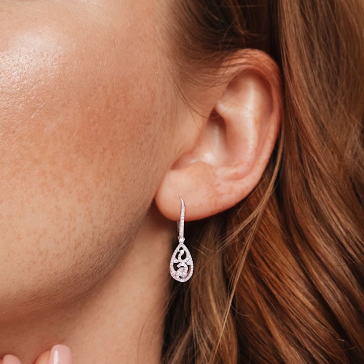 4/5 CT DEW Created Moissanite leverback Dangle Earrings in Sterling Silver