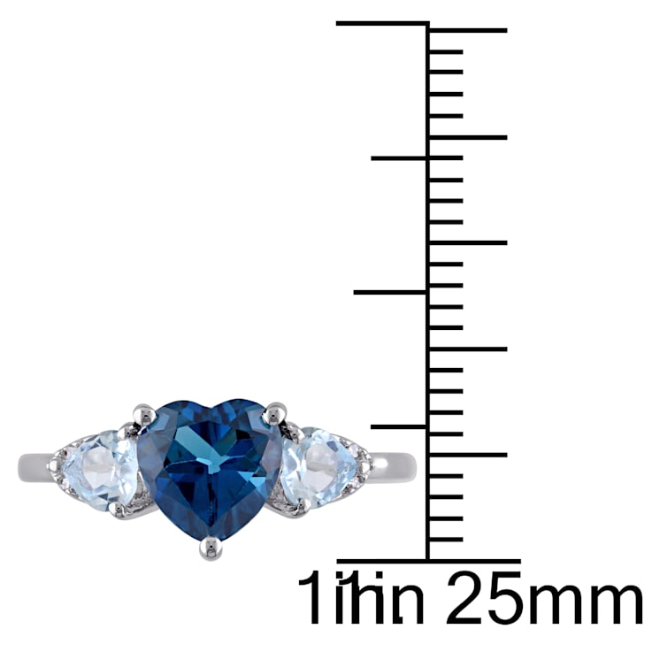 2 1/5 CT TGW London Blue and Sky Blue Topaz and Diamond Accent Ring in
Sterling Silver