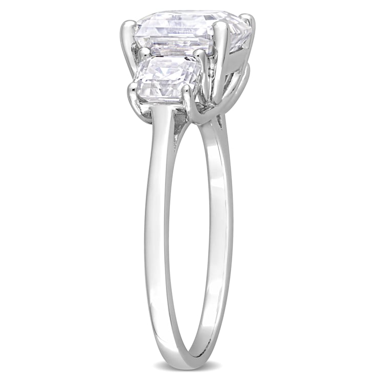 3 1/2 CT TGW Created Moissanite 3-Stone Ring in Sterling Silver