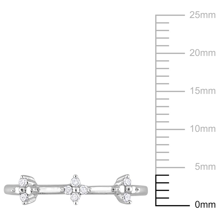 1/10 CT TW Diamond Floral Promise Ring in Sterling Silver