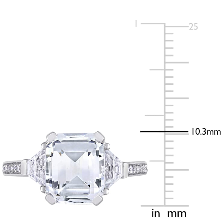 5 1/5 CTW White Topaz and Diamond Accent Ring in Sterling Silver