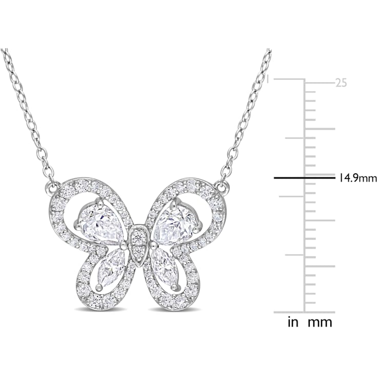 1 3/4 CT DEW Created Moissanite Butterfly Necklace in Sterling Silver