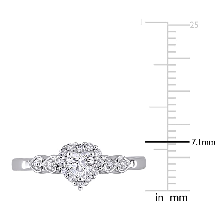 3/8 CT TGW Created White Sapphire and Diamond Accent Heart Ring in
Sterling Silver