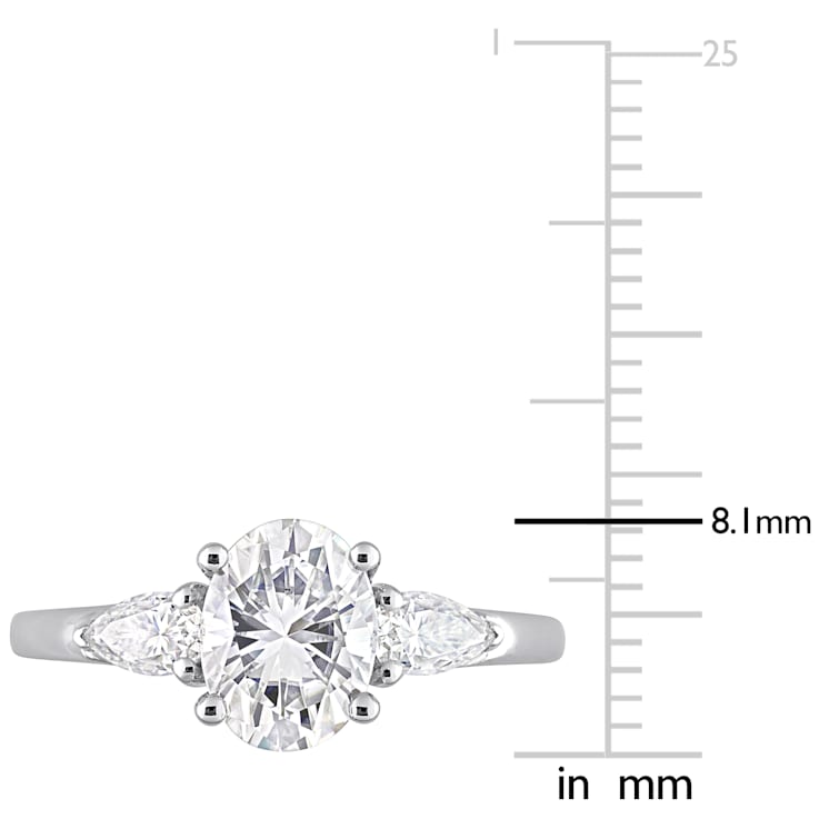 1 3/4 CT DEW Created Moissanite Three-Stone Engagement Ring in Sterling Silver