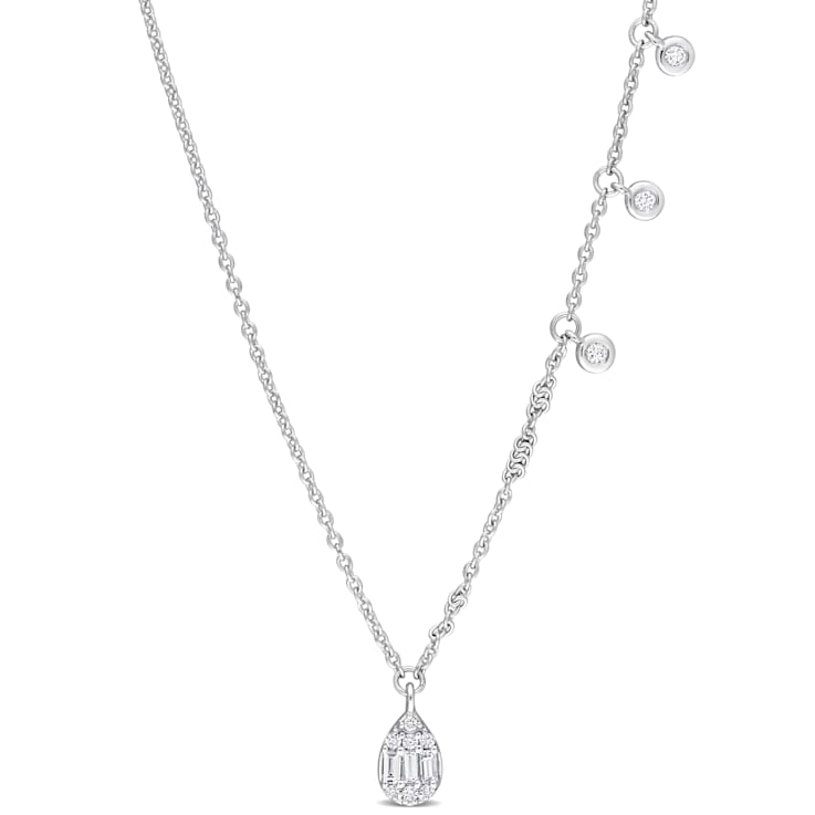 1/5 CT TW Diamond Dangle Necklace in 14K White Gold