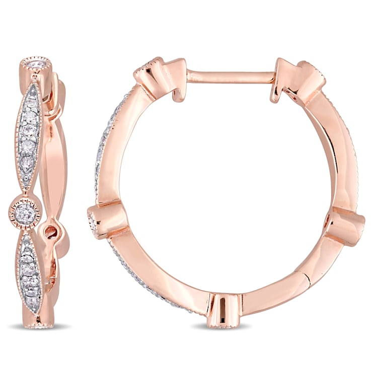 1/3 CT TW Diamond Hoop Earrings in 10k Rose Gold