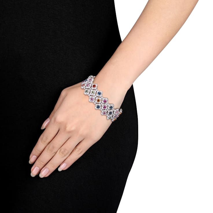 3 7/8 CT TW Diamond and 13 3/4 CTW Multi-Colored Sapphire and Rhodolite
Bracelet in 14K White Gold