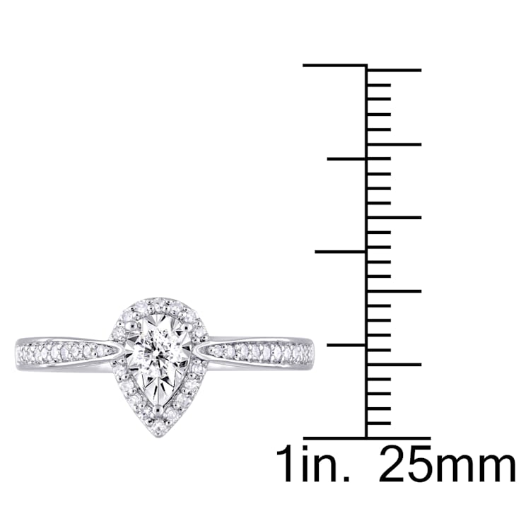 1/3 CT TW Diamond Teardrop Halo Ring in Sterling Silver