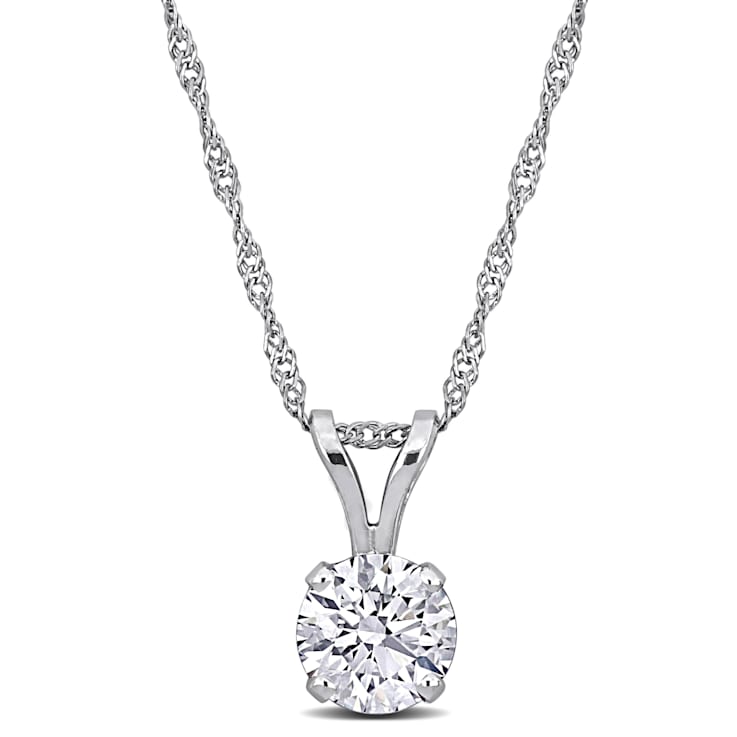 1.0ctw Lab-Grown Diamond Solitaire Pendant with Chain in 14K White Gold
(IGI Certified)
