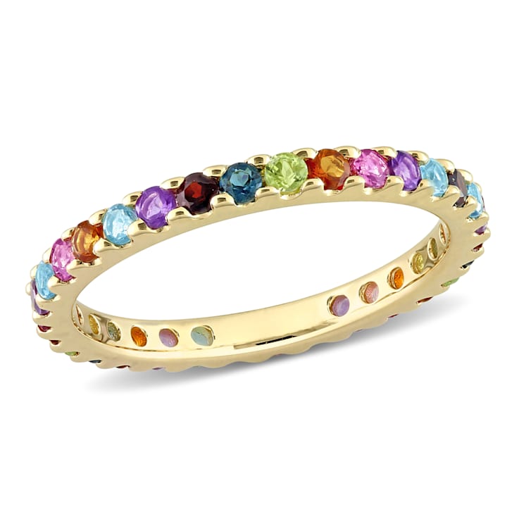 1 CT TGW Multi-Color Gemstone Eternity Ring in 10K Yellow Gold
